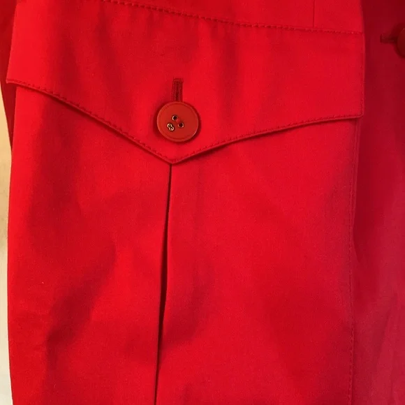 Escada Cotton Stretch Gorgeous Red Logo Button Lined Jacket
